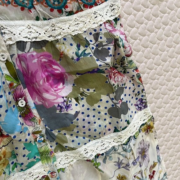 $445 NWOT Johnny Was MILANA Lace Trim FLORAL Maxi Dress Women Size S Long Sleeve - Picture 12 of 16